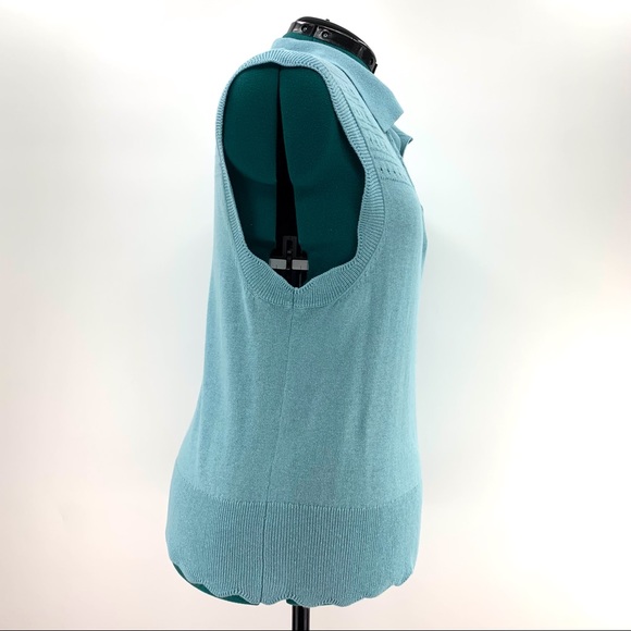 Joie NWT Sky Blue Sleeveless Scalloped Edged Sweater, Medium - Picture 9 of 16